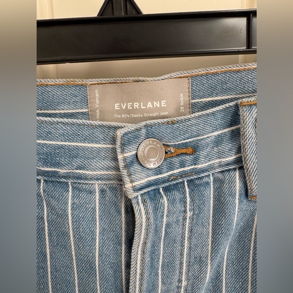 Everlane The 90’s Cheeky Button Fly Ankle Pinstripe Women 28 Crop Jean - Picture 2 of 9